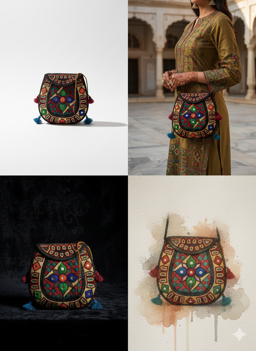 Hand-Embroidered Tribal Saddle Bag