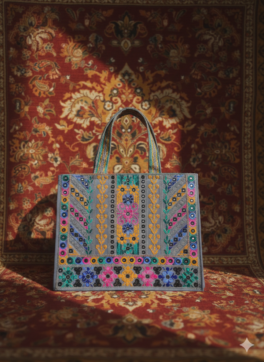 Hand-Stitched Floral Shisha Bag