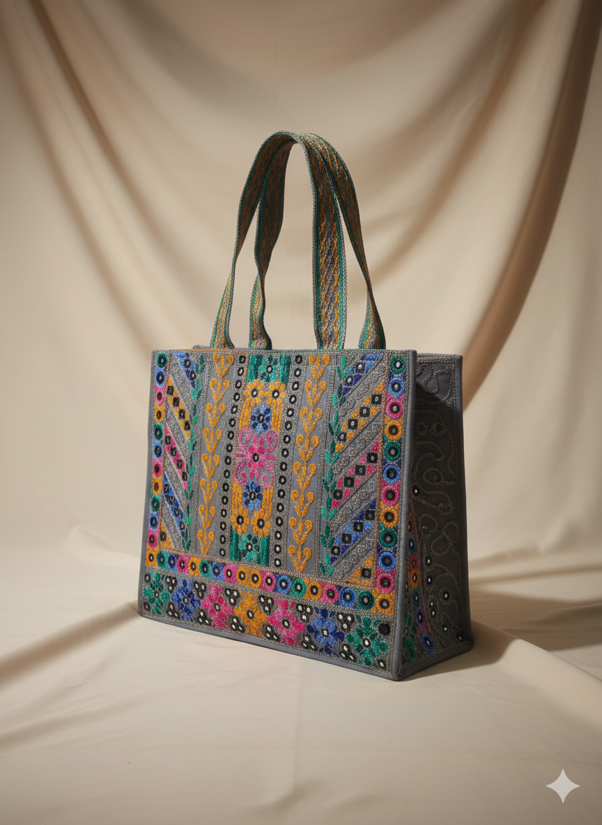 Hand-Stitched Floral Shisha Bag