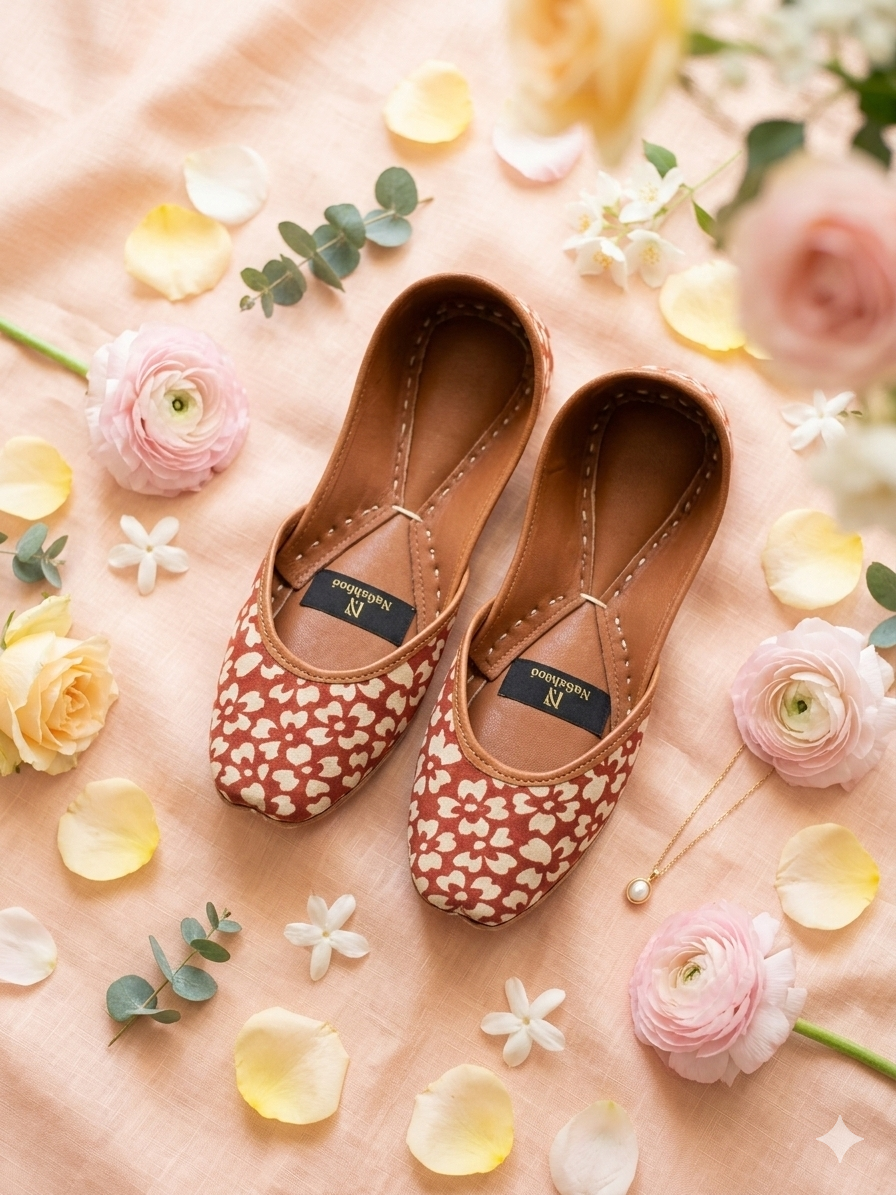 Red and Cream Floral Khussa