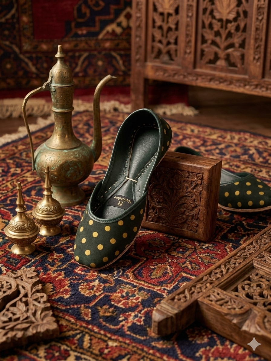 Merald & Gold Polka Dot Khussa