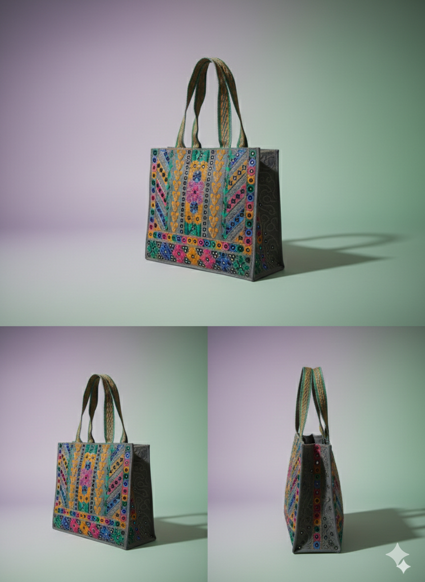 Hand-Stitched Floral Shisha Bag