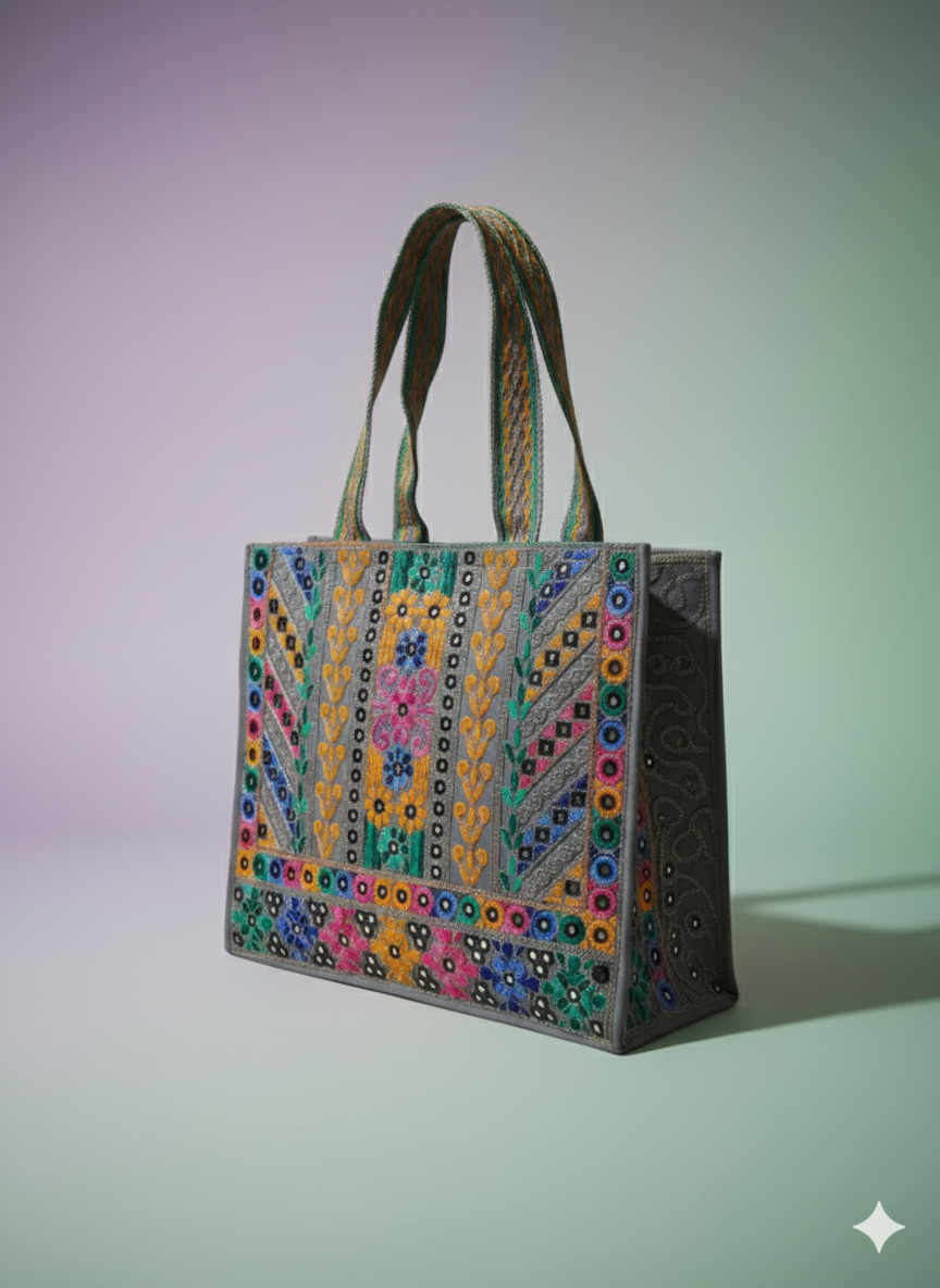 Hand-Stitched Floral Shisha Bag