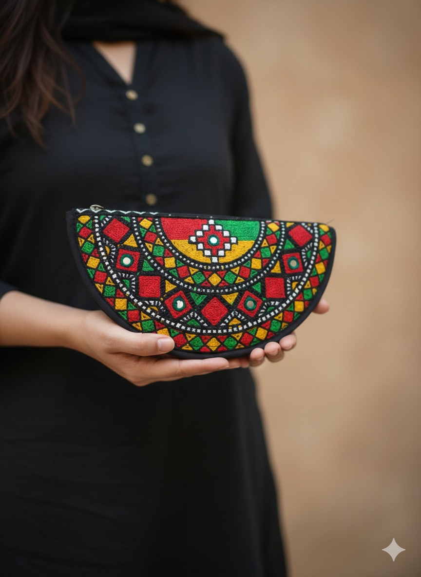 Vibrant Mosaic Hand-Embroidered Wallet