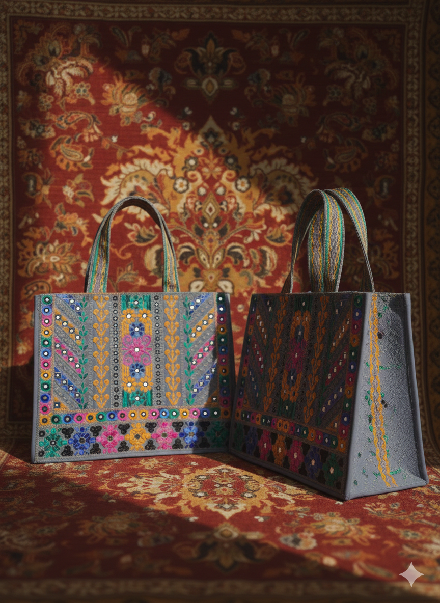 Hand-Stitched Floral Shisha Bag