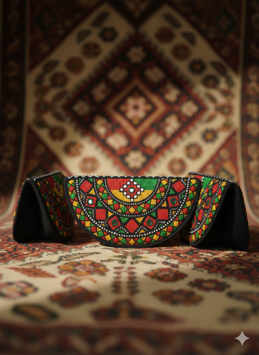 Vibrant Mosaic Hand-Embroidered Wallet