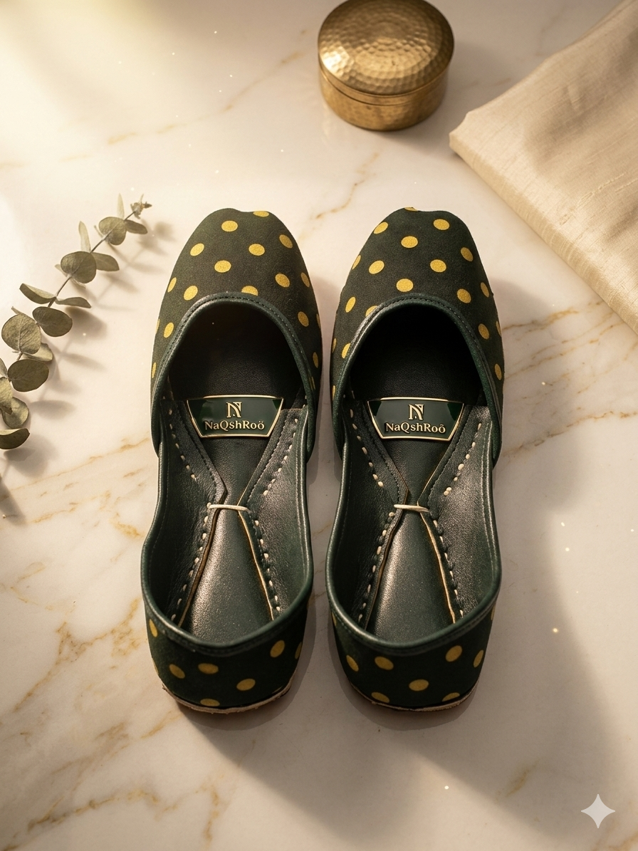 Merald & Gold Polka Dot Khussa