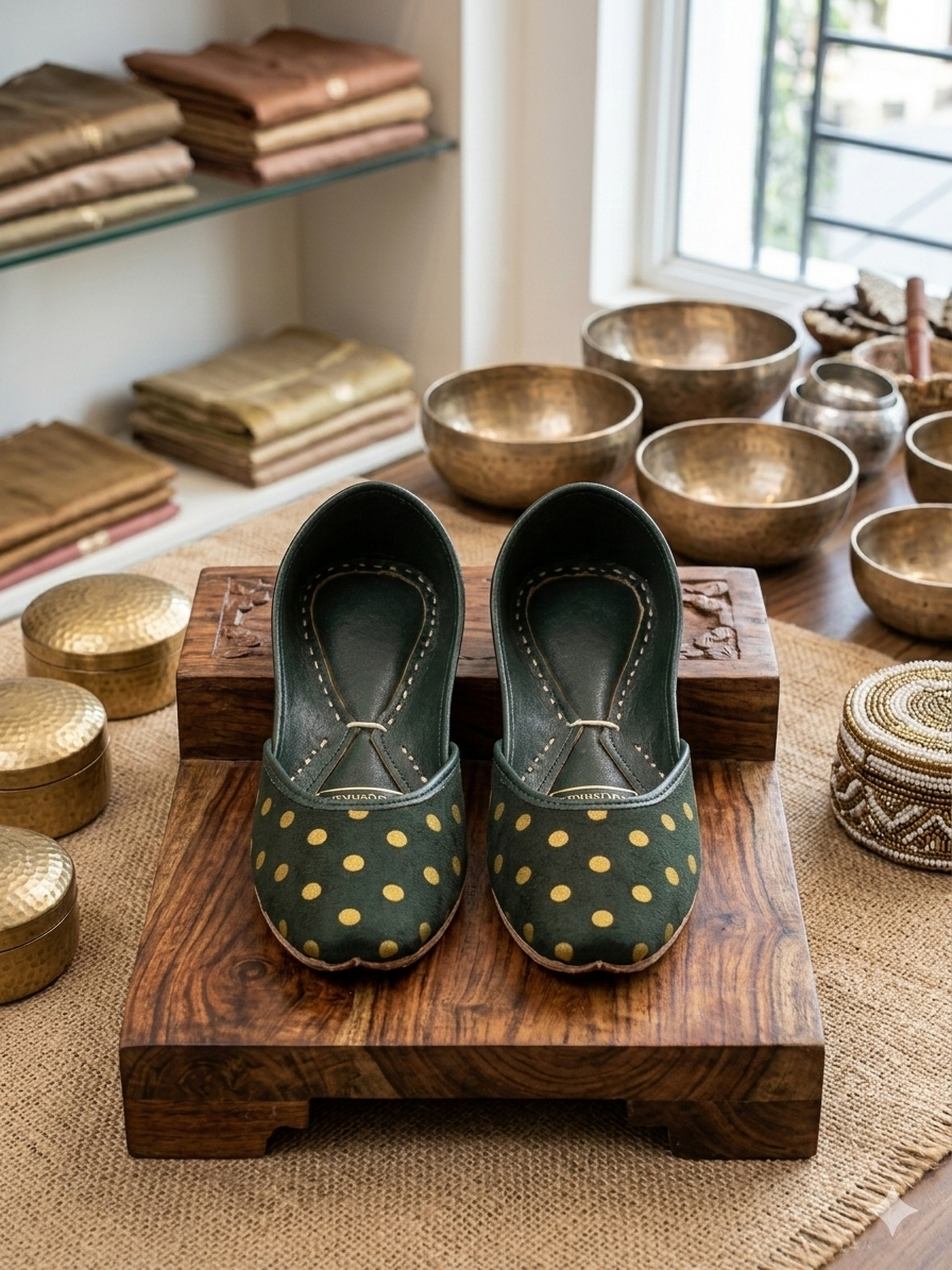 Merald & Gold Polka Dot Khussa