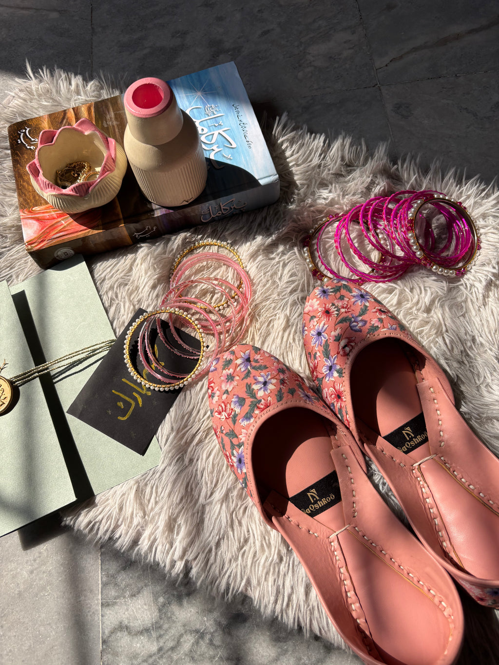 Blush Pink Floral Khussa