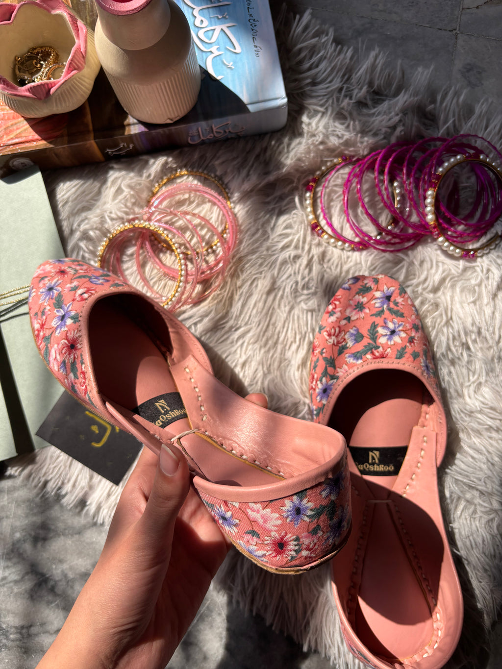 Blush Pink Floral Khussa