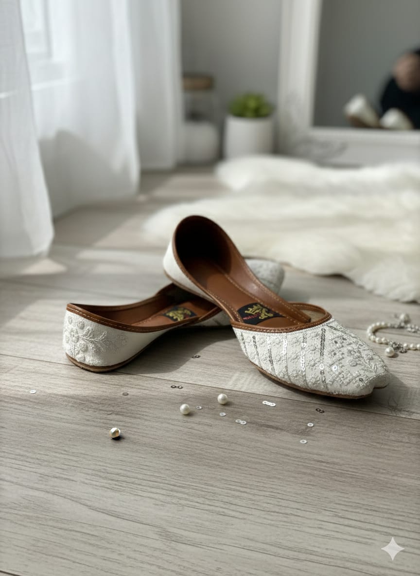 White Pearl Faari Khussa