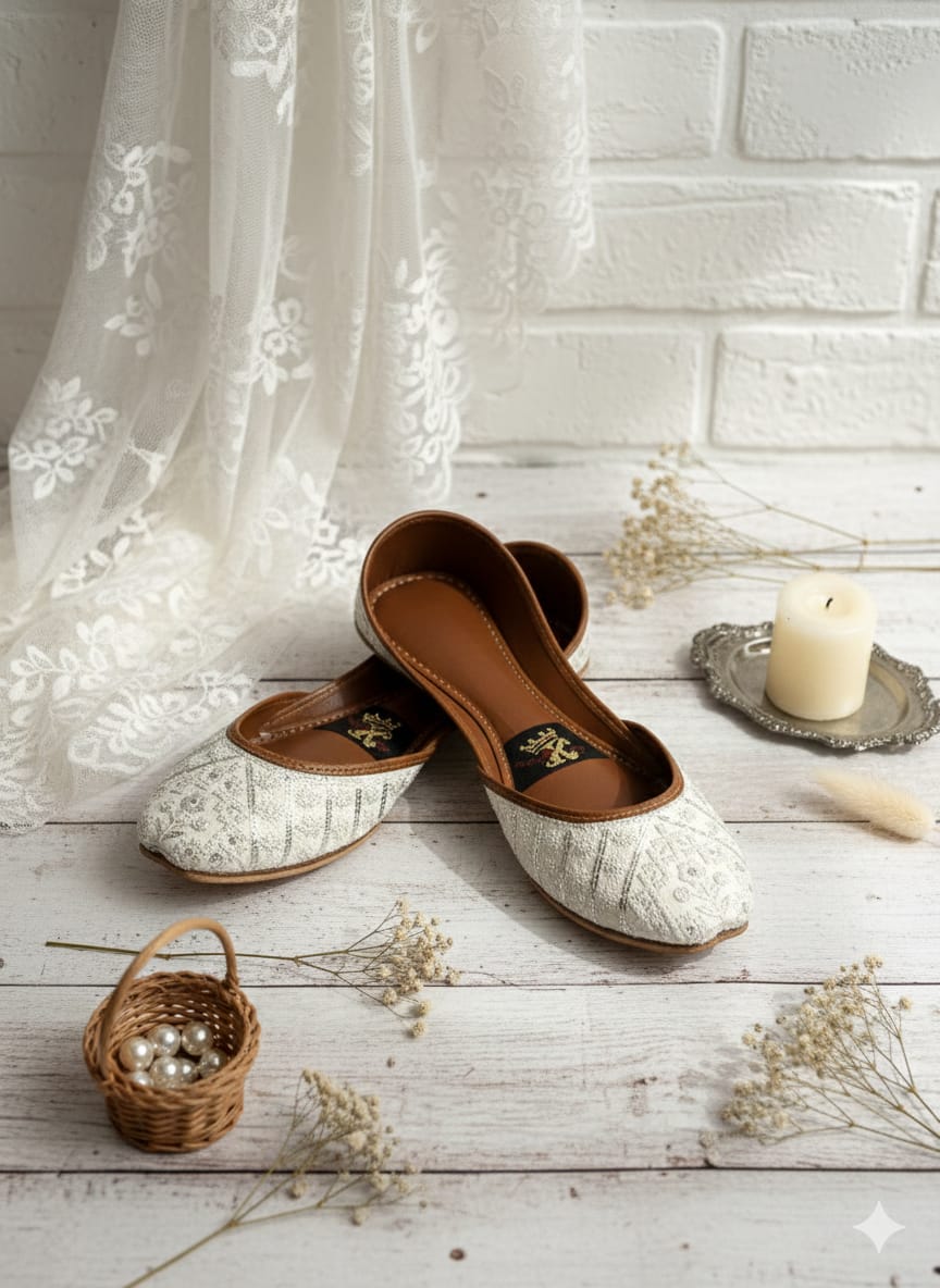 White Pearl Faari Khussa