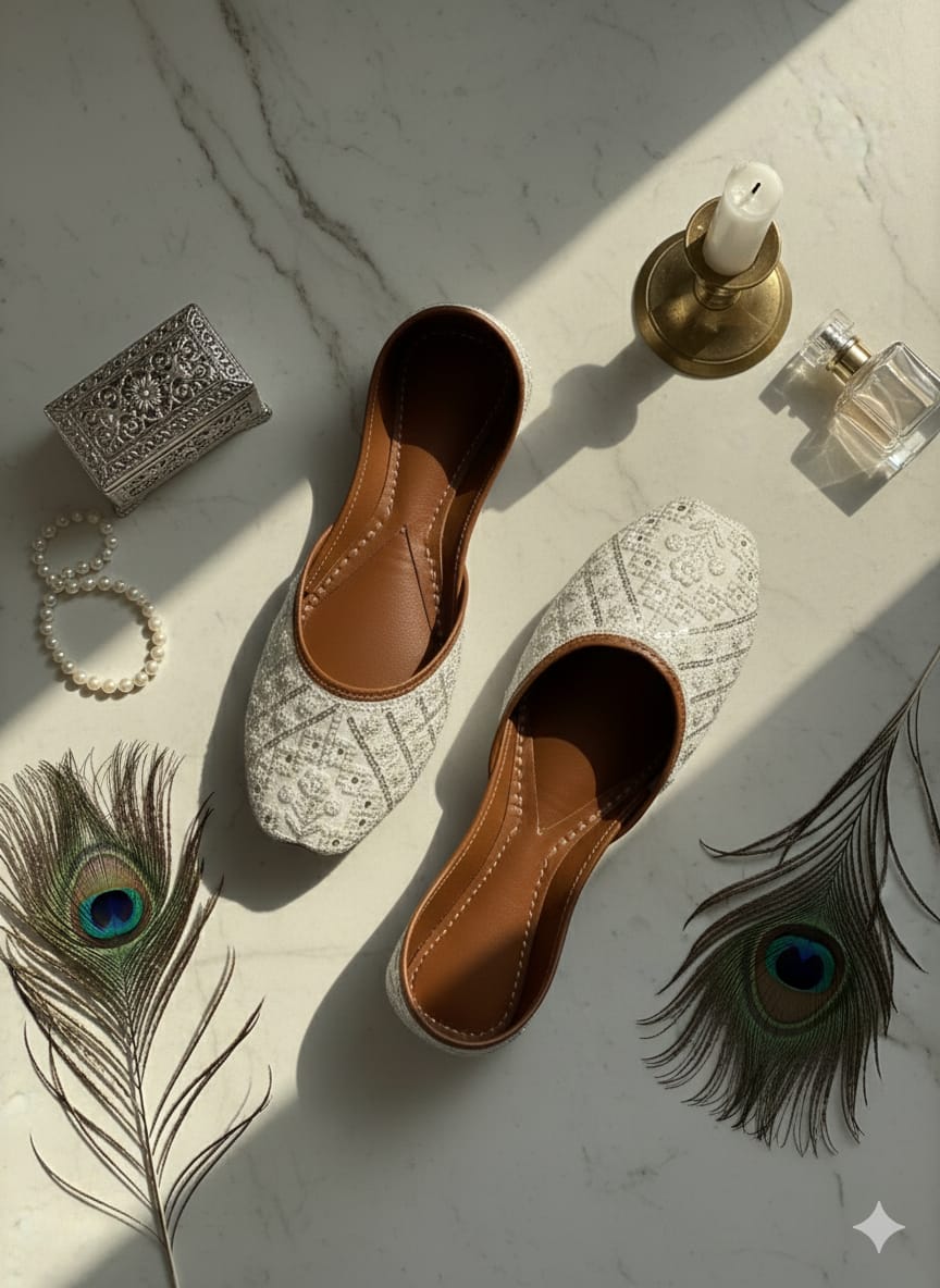 White Pearl Faari Khussa