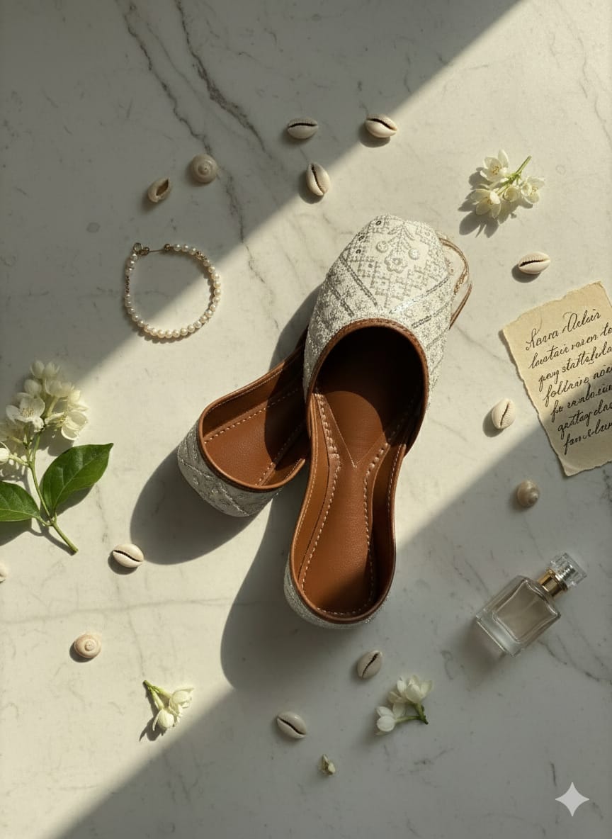 White Pearl Faari Khussa