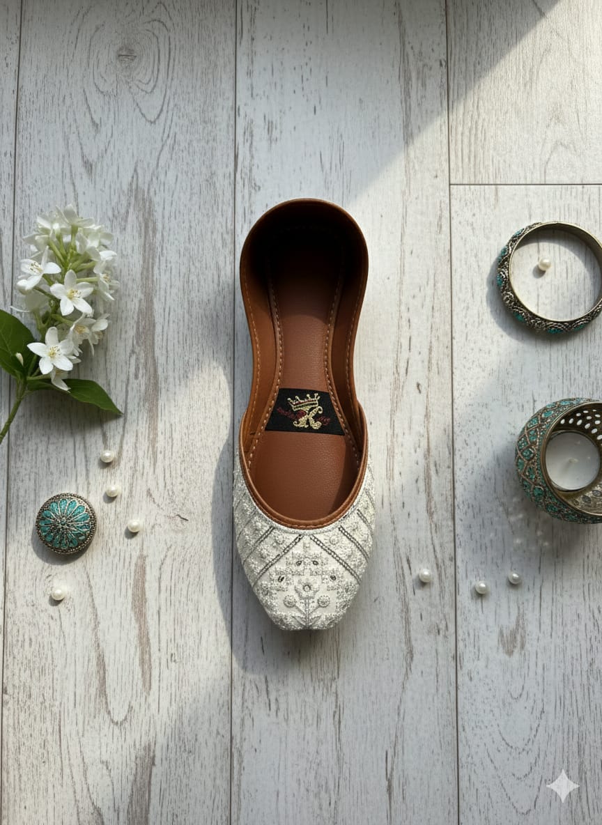 White Pearl Faari Khussa