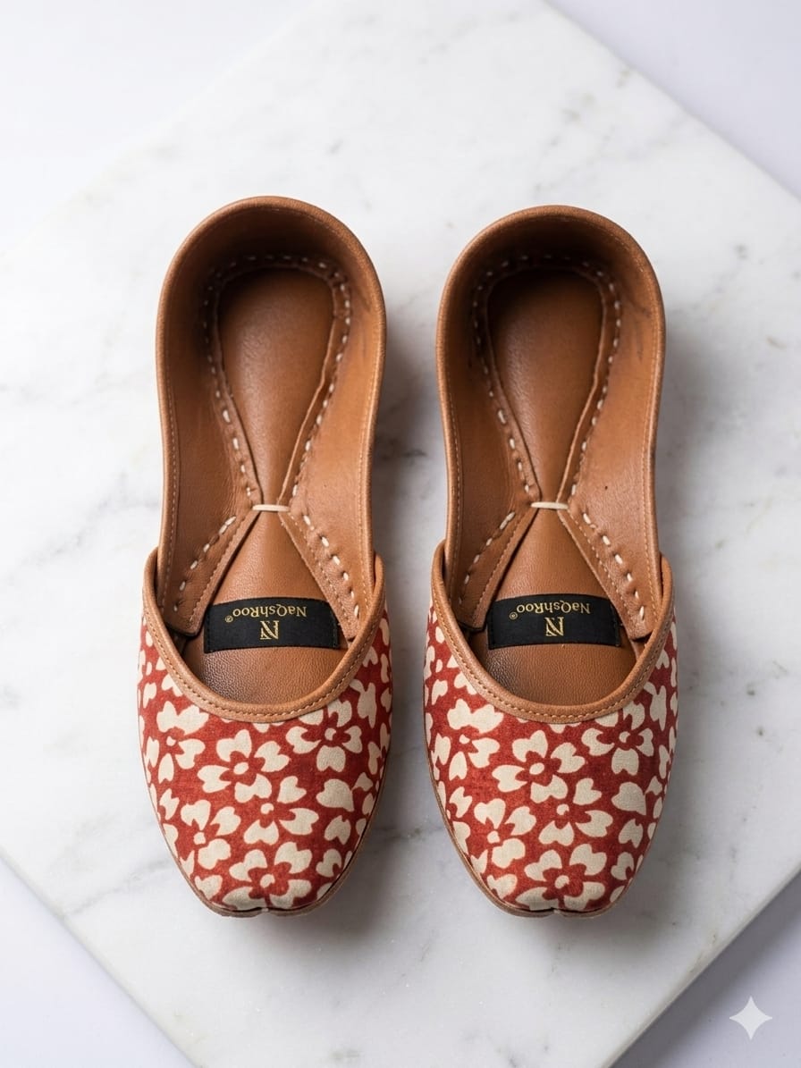 Red and Cream Floral Khussa