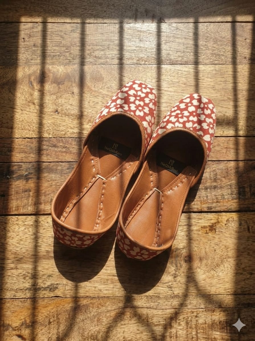 Red and Cream Floral Khussa